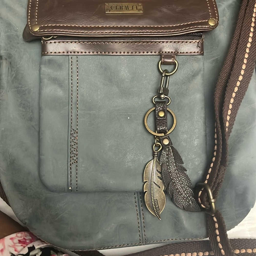 Chala Blue and Brown Backpack with Unique Style